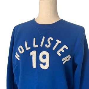 Vintage Hollister 19 Crewneck Sweatshirt Size L Blue Y2K Retro 2000s EUC Cozy